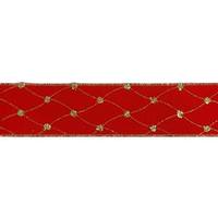 Vickerman 2.5" x 10yd Red Velvet Diamond Net Ribbon