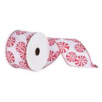 Vickerman 2.5" x 10yd Red / White Peppermint Ribbon
