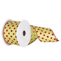 Vickerman 2.5" x 10yd Sage / Red Dot Ribbon