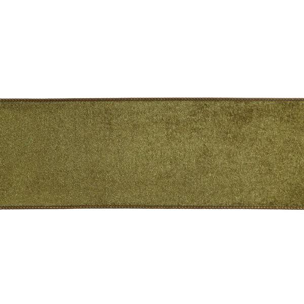 4" x 10yd Dark Olive Velvet Ribbon