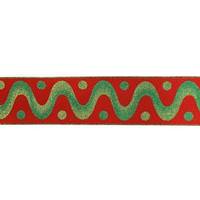 Vickerman 2.5" x 10yd Red / Green Swirl Dot Ribbon