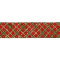 Vickerman 2.5" x 10yd Red / Green Diamond Check Ribbon