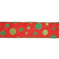 Vickerman 2.5" x 10yd Red / Green Dots Ribbon