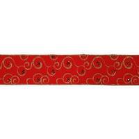 Vickerman 2.5" x 10yd Red Velvet Gold Swirl Ribbon
