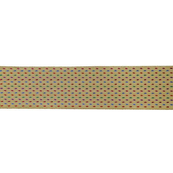 2.5" x 10yd Gold / Red / Green Diamond Ribbon