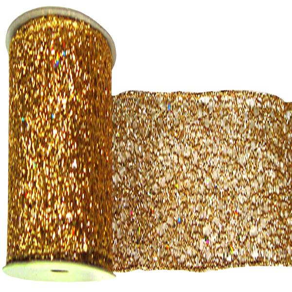 2.5" x 10yd Gold Glitter Mesh Ribbon