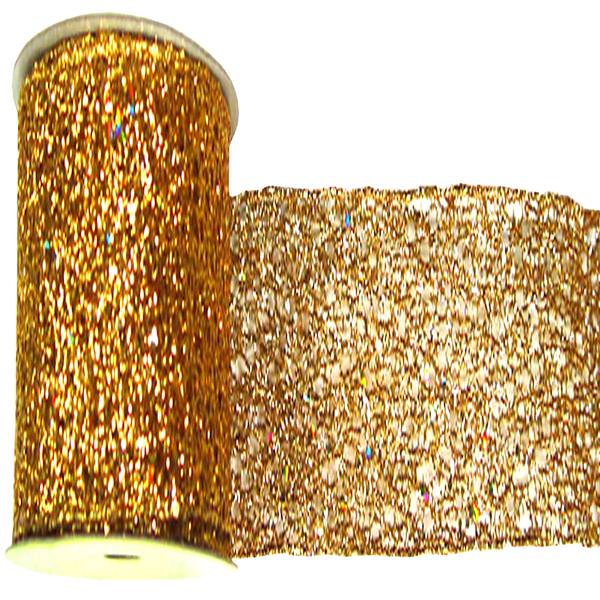 4" x 10yd Gold Glitter Mesh Ribbon