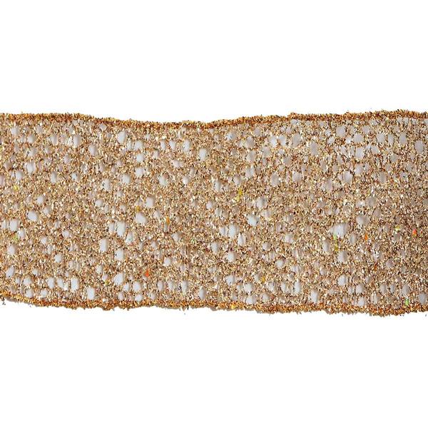 2.5" x 10yd Antique Gold Glitter Mesh Ribbon