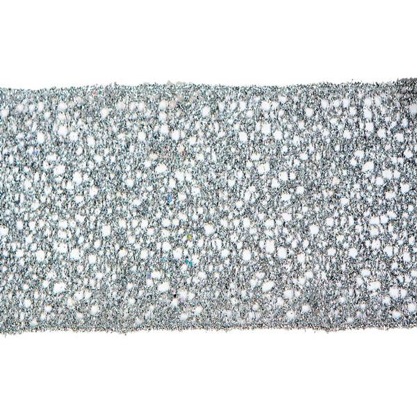 4" x 10yd Silver Glitter Mesh Ribbon