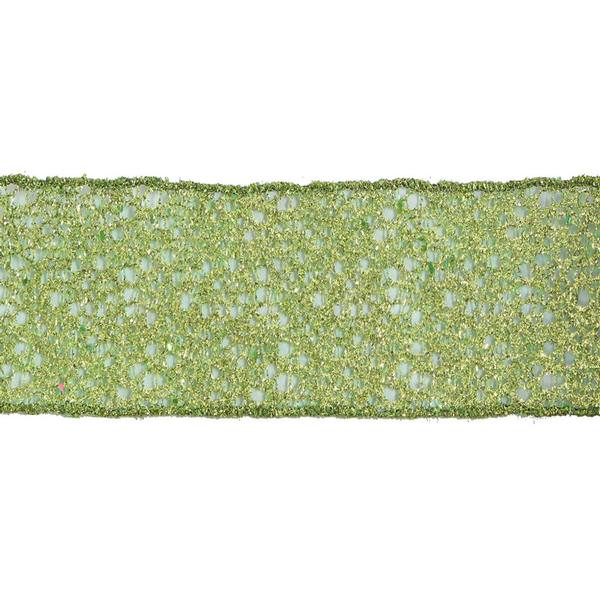 2.5" x 10yd Light Green Glitter Mesh Ribbon
