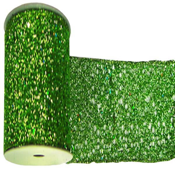 2.5" x 10yd Green Glitter Mesh Ribbon