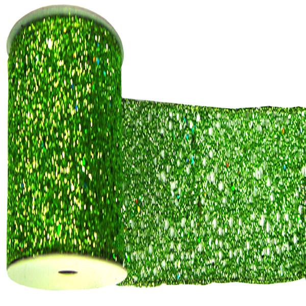 4" x 10yd Green Glitter Mesh Ribbon