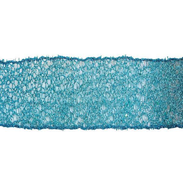 2.5" x 10yd Sky Blue Glitter Mesh Ribbon