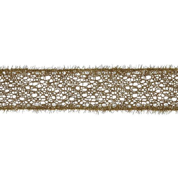 2.5" x 10yd Gold Glitter Mesh Tinsel Ribbon