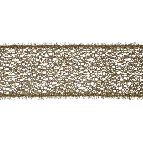 4" x 10yd Gold Glitter Mesh Tinsel Ribbon