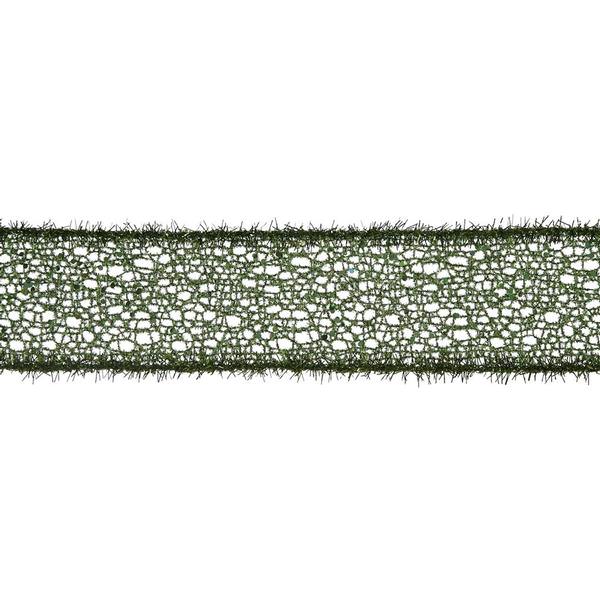 2.5" x 10yd Green Glitter Mesh Tinsel Ribbon