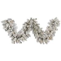 Vickerman 9' x 16" Artificial Flocked Aspen Garland 100 Warm White LED Lights