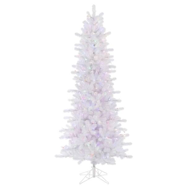 12' x 63" Crystal White Slim Pine Tree 1500 Multi-Color LED Lights