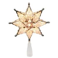 Vickerman 10 Light 8" Gold 8 Pointed Two Sided Star Christmas Tree Topper