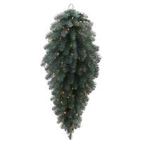 Vickerman 36" Artificial Blue Crystal Teardrop 100 Clear Lights