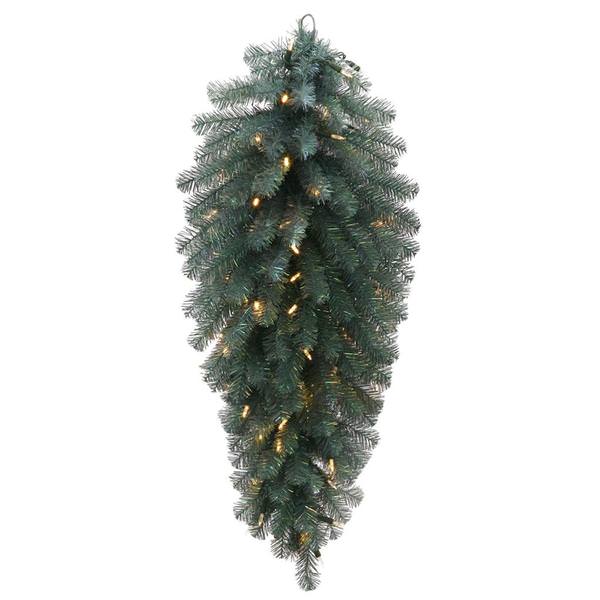 36" Artificial Blue Crystal Teardrop 100 Warm White Single Mold LED Lights