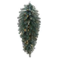 Vickerman 36" Artificial Blue Crystal Teardrop 100 Warm White Single Mold LED Lights