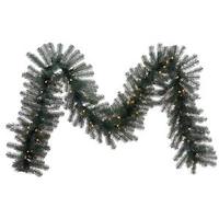 Vickerman 9' x 14" Artificial Blue Crystal Garland 100 Warm White Single Mold LED Lights