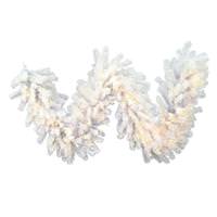 Vickerman 9' X 20" Artificial Crystal White Garland 200 Warm White Italian LED Lights