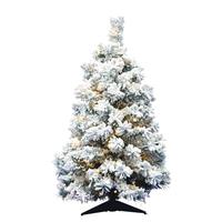 Vickerman 3' x 24" Artificial Flocked Alaskan Pine 100 Warm White Italian LED Lights