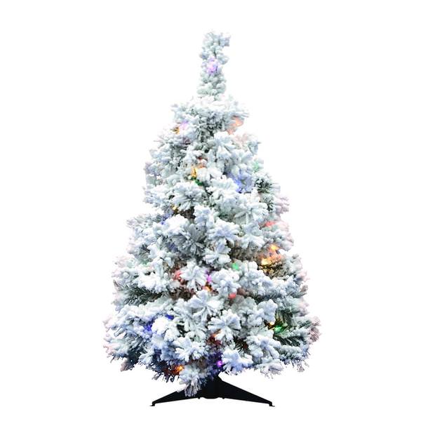 3' x 24" Artificial Flocked Alaskan Pine 100 Multi-Color Italian LED Lights