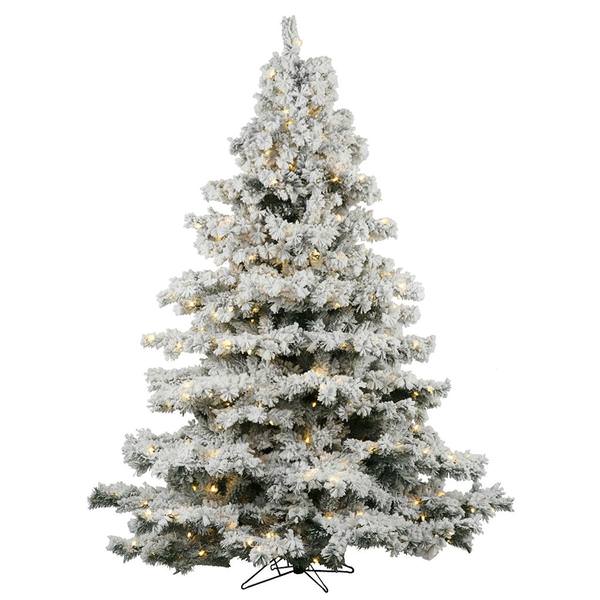 7.5' x 68" Artificial Flocked Alaskan Pine 800 Warm White Italian LED Lights