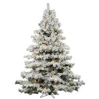 Vickerman 7.5' x 68" Artificial Flocked Alaskan Pine 800 Warm White Italian LED Lights
