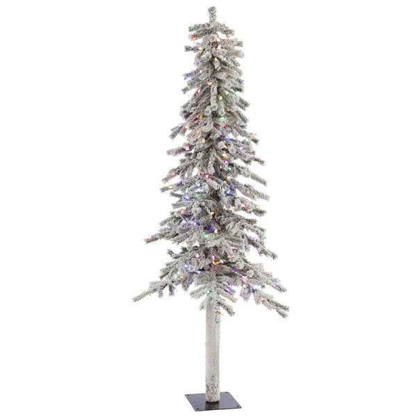 7' x 41" Artificial Flocked Alpine 300 Multi-Color Italian LED Lights