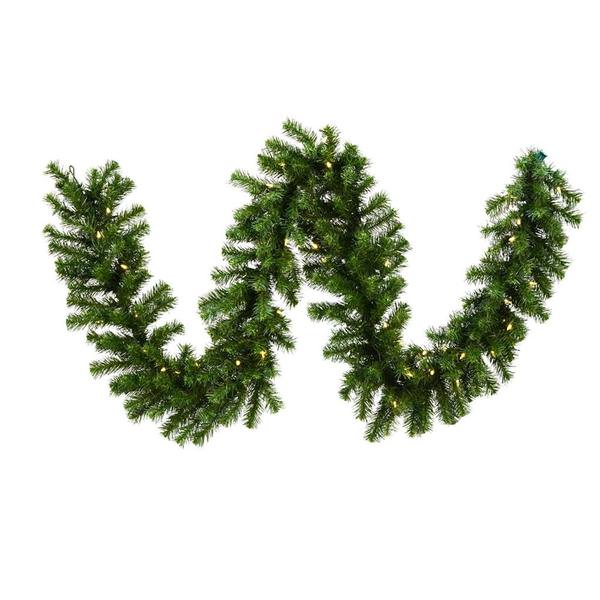 9' x 12" Artificial Douglas Fir Garland 50 Warm White Italian LED Lights