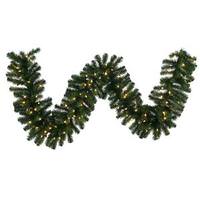 View 9' x 14" Artificial Douglas Fir Garland 100 Warm White Italian LED Lights