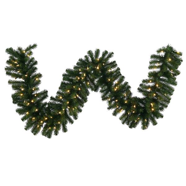 9' x 16" Artificial Douglas Fir Garland 100 Warm White Italian LED Lights