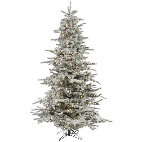6.5' x 53" Artificial Flocked Sierra Pine 400 Warm White Italian LED Lights