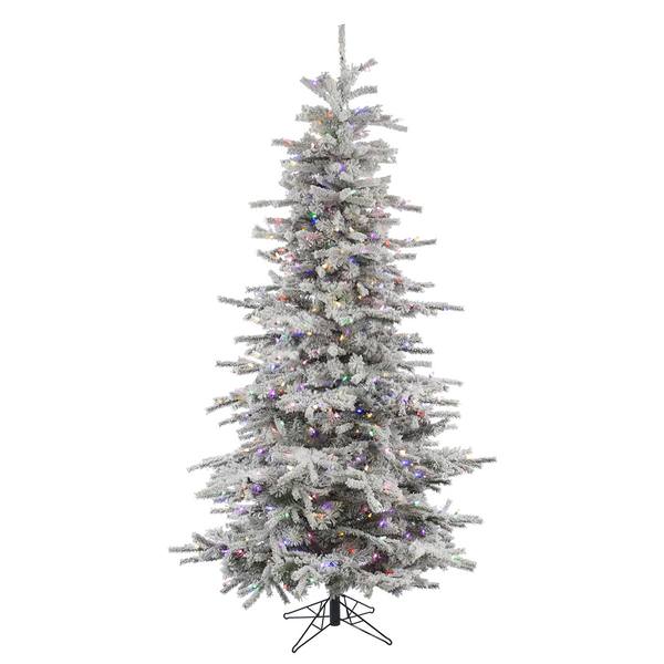 4.5' x 38" Artificial Flocked Slim Sierra Pine 250 Multi-Color Italian LED Lights