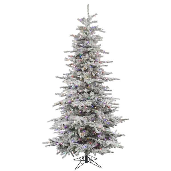 6.5' x 49" Artificial Flocked Slim Sierra 550 Multi-Color Italian LED Lights