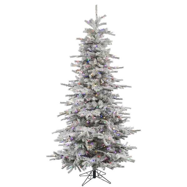 10' x 66" Artificial Flocked Slim Sierra Tree with 1,450 Multi-Color LED Lights