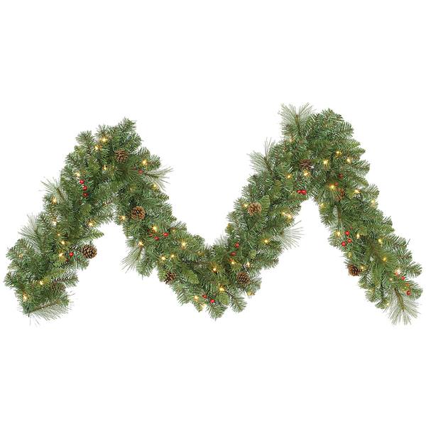 9' x 12" Artificial Cambridge Garland 70 Clear Miniature Lights with Berries and Pine Cones