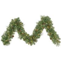 Vickerman 9' x 12" Artificial Cambridge Garland 70 Clear Miniature Lights with Berries and Pine Cones