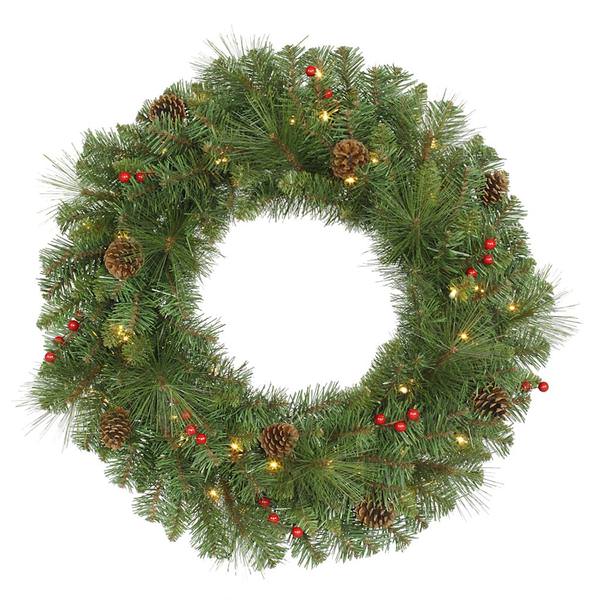 30" Artificial Cambridge 50 Clear Miniature Lights with Pine Cones and Berries