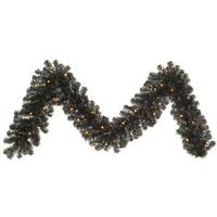 Vickerman 9' x 12" Artificial Black Garland 50 Orange G12 Berry LED Lights