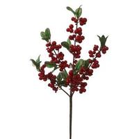 Vickerman 12" Artificial Red Indoor/Outdoor Berry Leaves Pick
