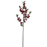 Vickerman 24" Artificial Red Indoor/Outdoor Berry Leaves Pick