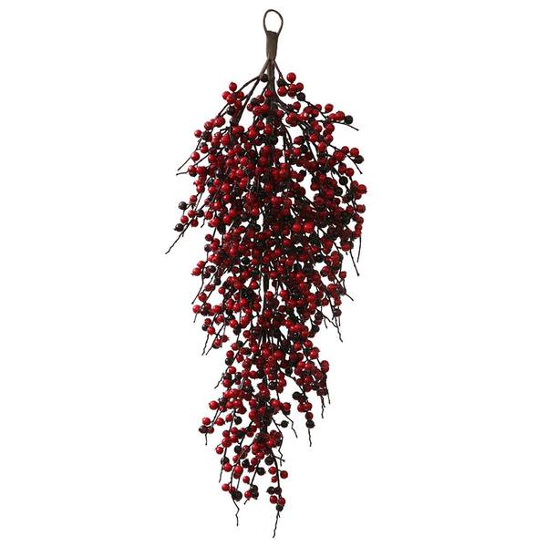 32" Artificial Red / Burgundy Indoor / Outdoor Wild Berry Teardrop