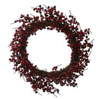 Vickerman 28" Artificial Red / Burgundy Outdoor Wild Berry Twiggy Wreath
