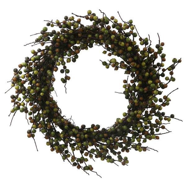 28" Artificial Green Indoor / Outdoor Wild Berry Twiggy Wreath