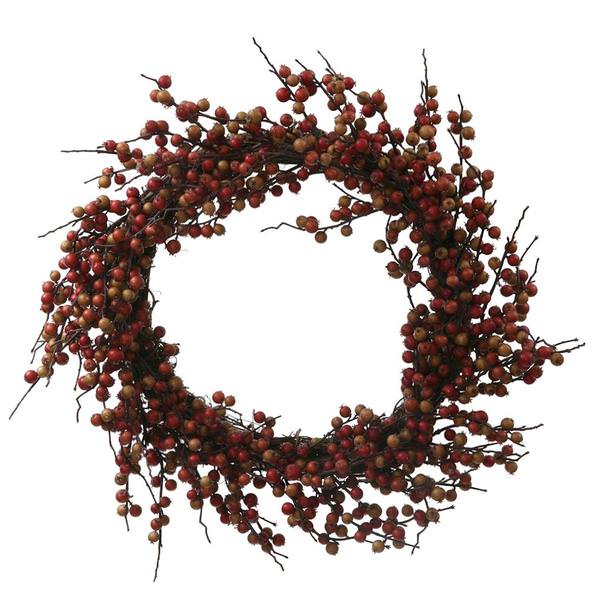 28" Artificial Orange Indoor / Outdoor Wild Berry Twiggy Wreath